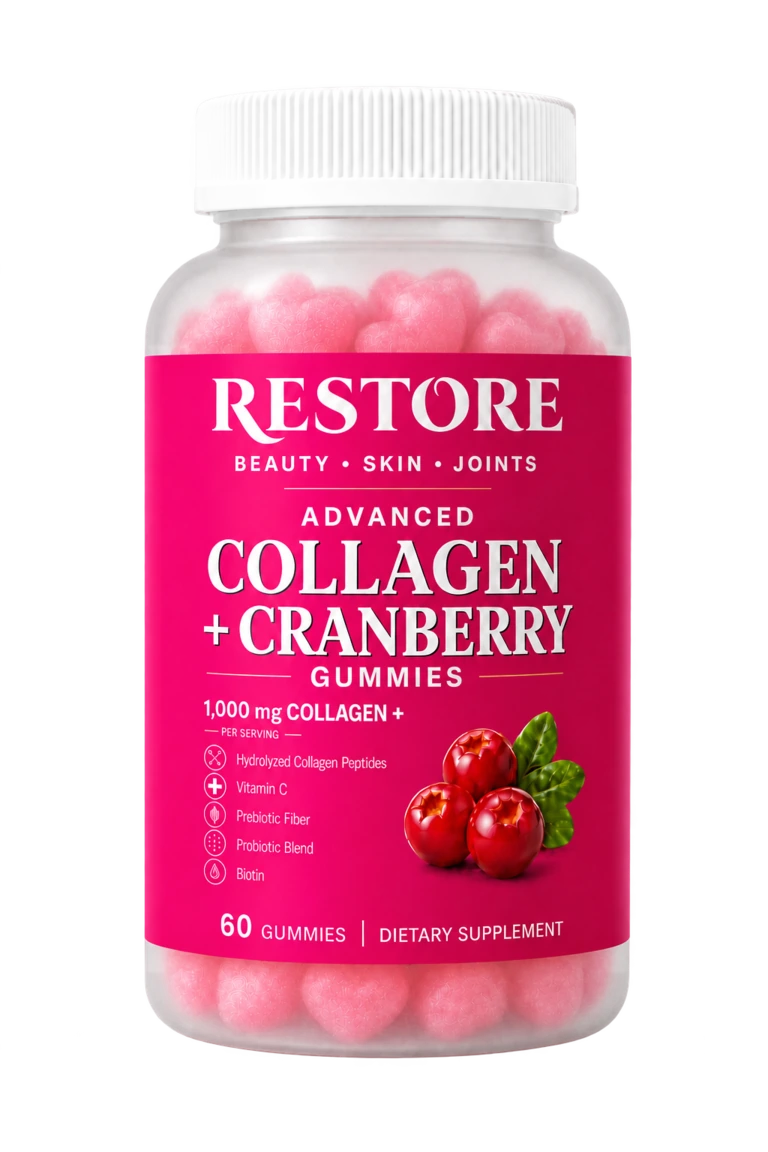 RESTORE Collagen + Cranberry Gummies bottle